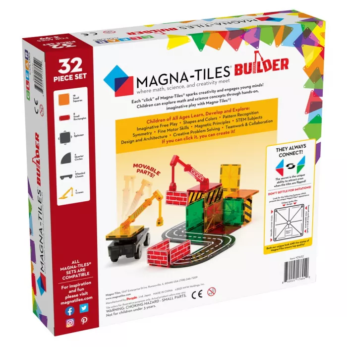 Set de constructie magnetic - BUILDER - 32 piese - MAGNA-TILES
