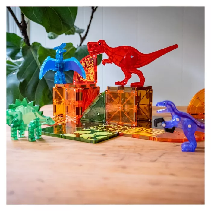 Set de constructie magnetic - DINO WORLD - 40 piese - MAGNA-TILES