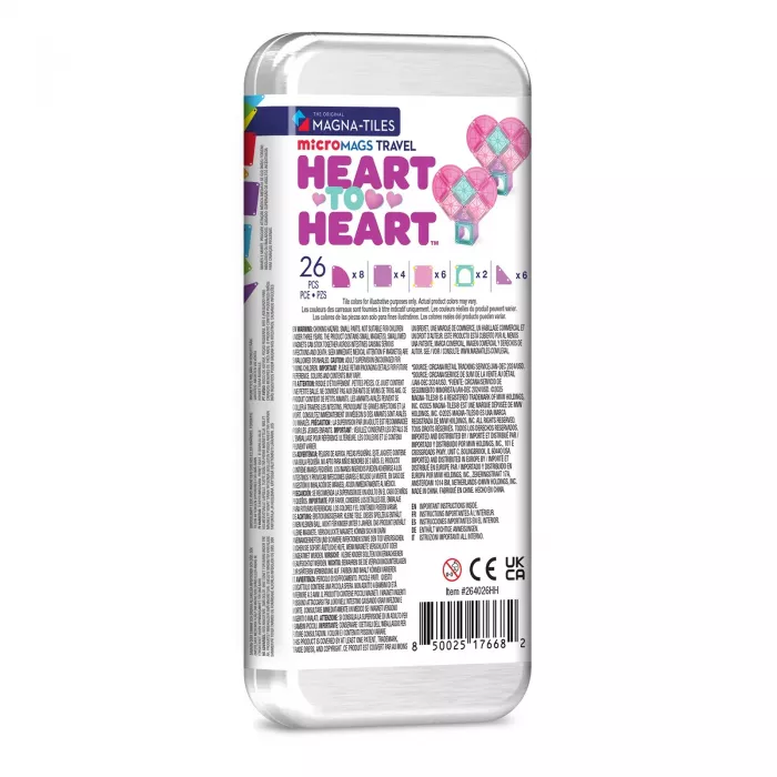 Set de constructie magnetic pentru calatorie - Heart to Heart - 26 piese - MAGNA-TILES