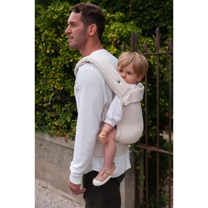 Marsupiu ergonomic structurat - Carry & Bloom - Ecru Palms Jacquard - Mama Hangs