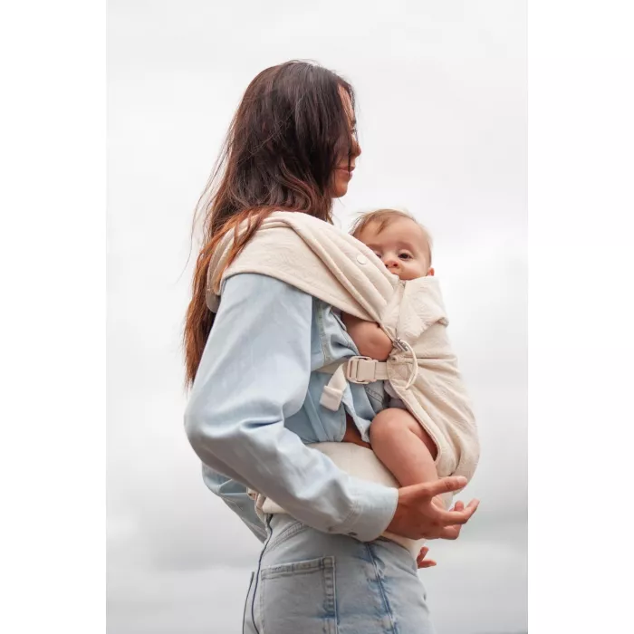 Marsupiu ergonomic structurat - Carry & Bloom - Ecru Palms Jacquard - Mama Hangs