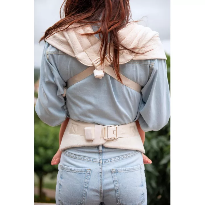 Marsupiu ergonomic structurat - Carry & Bloom - Ecru Palms Jacquard - Mama Hangs