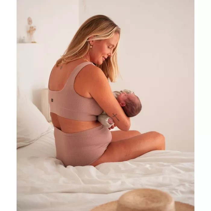 Chilot cu talie inalta fara cusaturi pentru sarcina si postpartum - High Waist Everyday - Terracotta - Mama Hangs