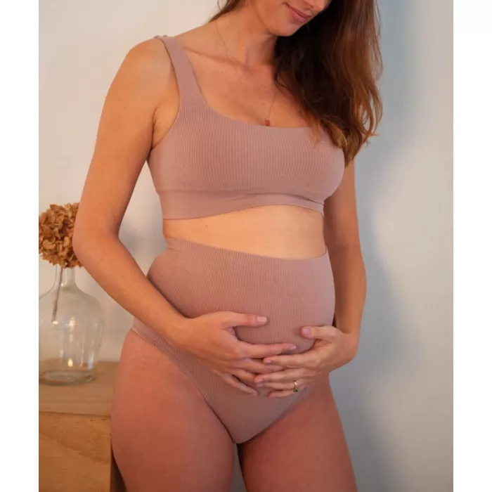 Chilot cu talie inalta fara cusaturi pentru sarcina si postpartum - High Waist Everyday - Terracotta - Mama Hangs