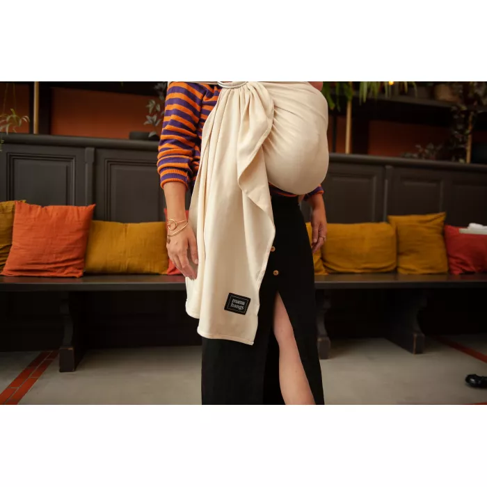 Sistem de purtare cu inele - Ring Sling - Ecru / Silver Rings - Mama Hangs