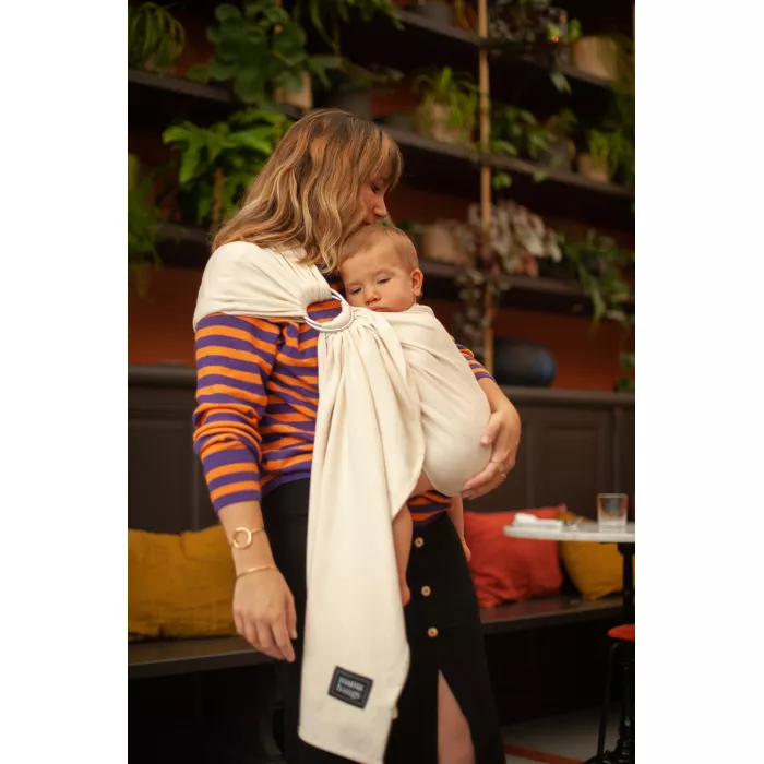 Sistem de purtare cu inele - Ring Sling - Ecru / Silver Rings - Mama Hangs