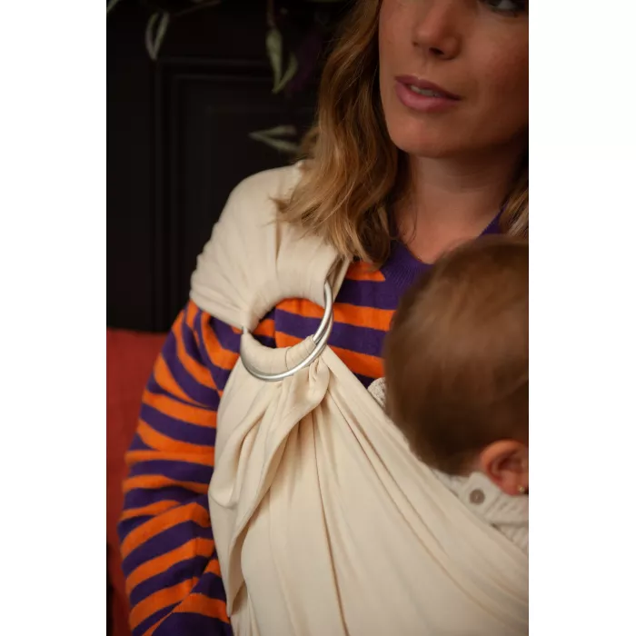 Sistem de purtare cu inele - Ring Sling - Ecru / Silver Rings - Mama Hangs
