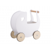 Carucior din lemn pentru papusi - alb - Moover Toys Carucior din lemn pentru papusi - alb - Moover Toys