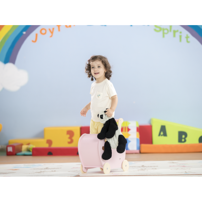 Carucior din lemn pentru papusi - roz - gama LINE - Moover Toys Carucior din lemn pentru papusi - roz - gama LINE - Moover Toys