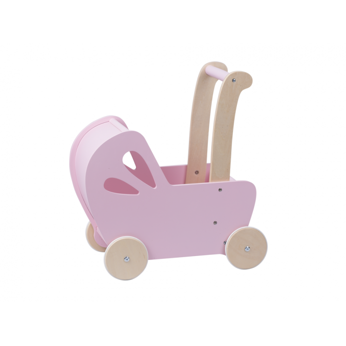 Carucior din lemn pentru papusi - roz - gama LINE - Moover Toys Carucior din lemn pentru papusi - roz - gama LINE - Moover Toys