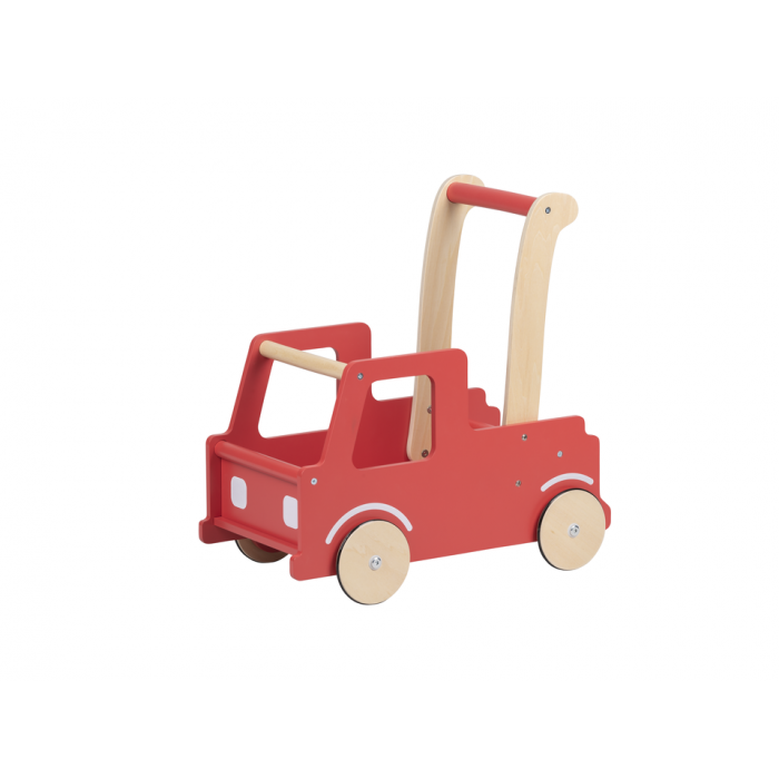 Carucior din lemn cu depozitare - masina de pompieri - gama LINE - Moover Toys Carucior din lemn cu depozitare - masina de pompieri - gama LINE - Moover Toys