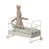 Accesorii pentru casuta de papusi - Patut metalic alb - albastru - Maileg