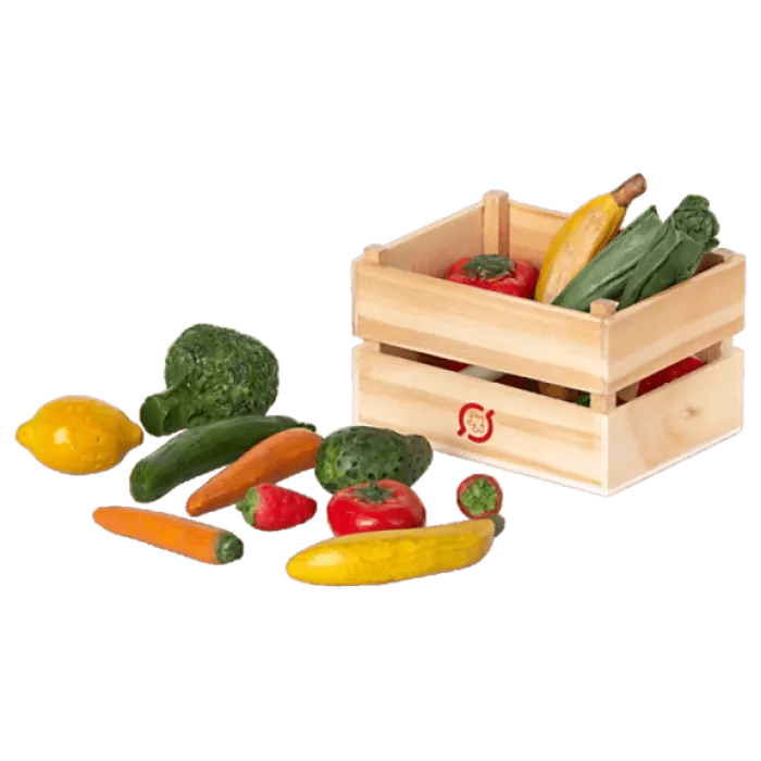 Accesorii pentru casuta de papusi - Ladita cu fructe si legume - Maileg