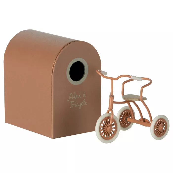 Accesorii pentru casuta de papusi - Tricicleta cu garaj - Coral - Maileg