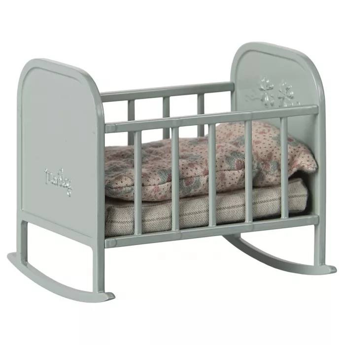 Accesorii pentru casuta de papusi - Patut balansoar metalic - Blue Mint - Maileg