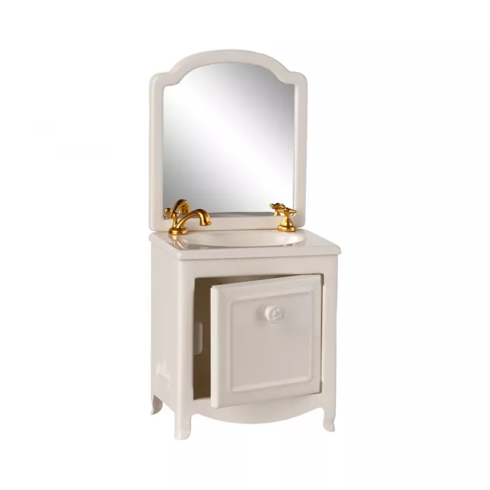 Accesorii pentru casuta de papusi - Chiuveta cu oglinda pentru baie - Off White - Maileg
