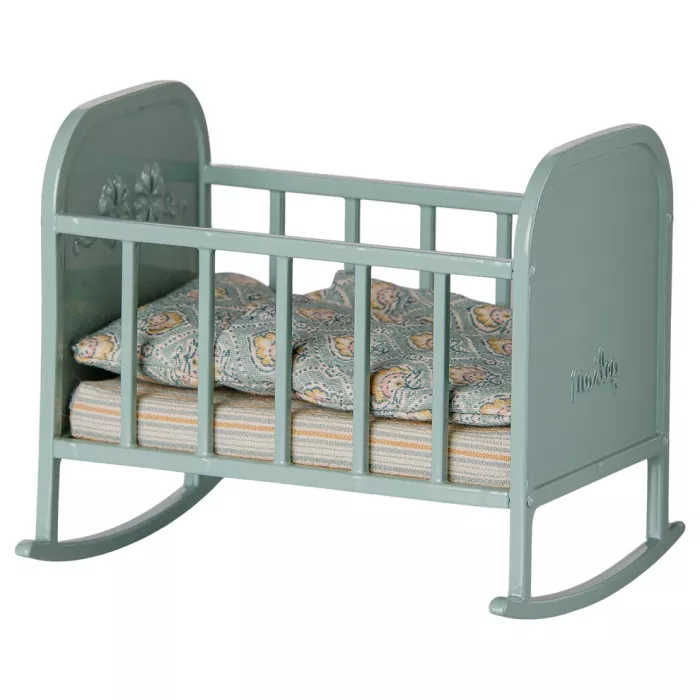 Accesorii pentru casuta de papusi - Patut balansoar metalic - Blue Mint - Maileg