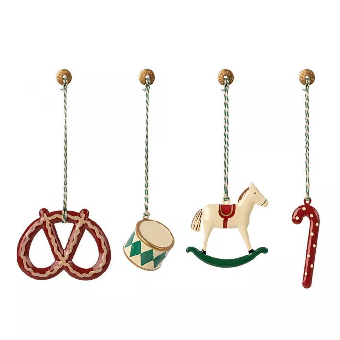 Accesorii pentru Craciun - Cutie cadou cu 4 ornamente metalice - Peter's Christmas - Maileg
