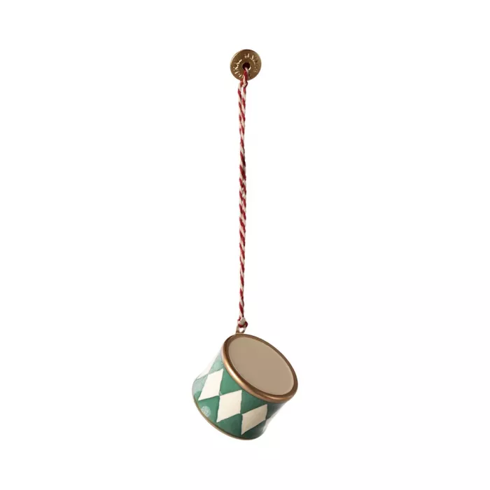 Accesorii pentru Craciun - Ornament metalic - Toba mica - Dark Green - Maileg