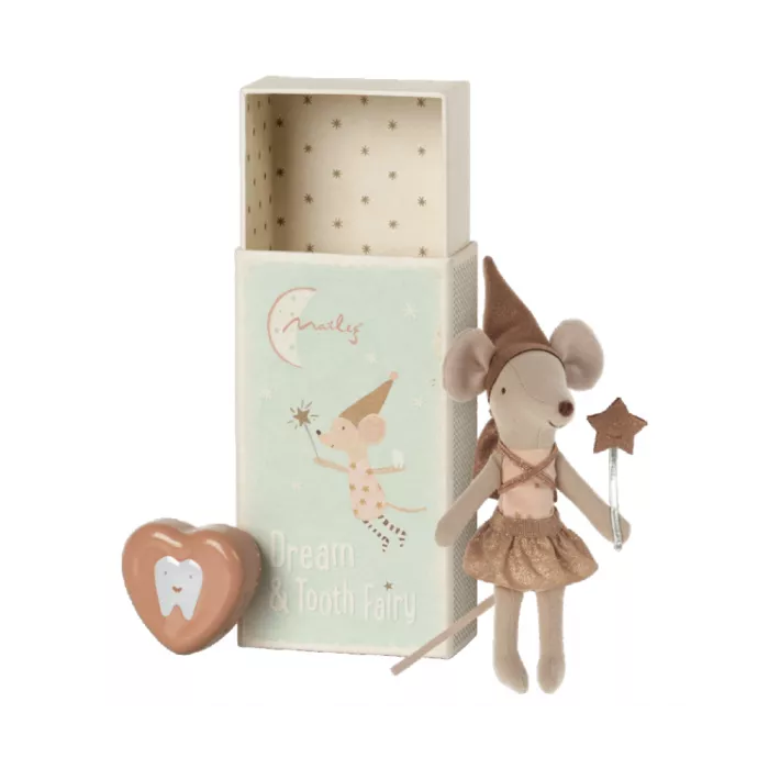 Jucarie textila - TOOTH FAIRY MOUSE IN MATCHBOX - Rose - Maileg