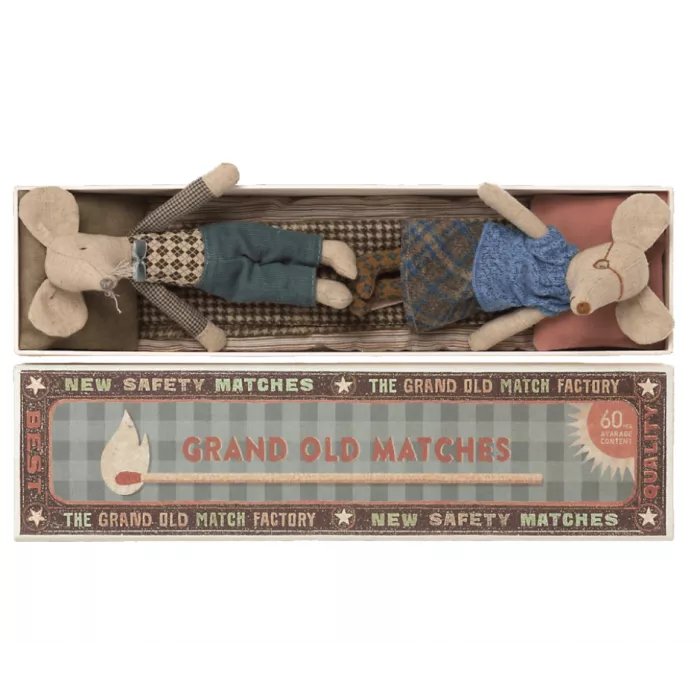 Jucarie textila - GRANDMA & GRANDPA MICE IN MATCHBOX - Maileg