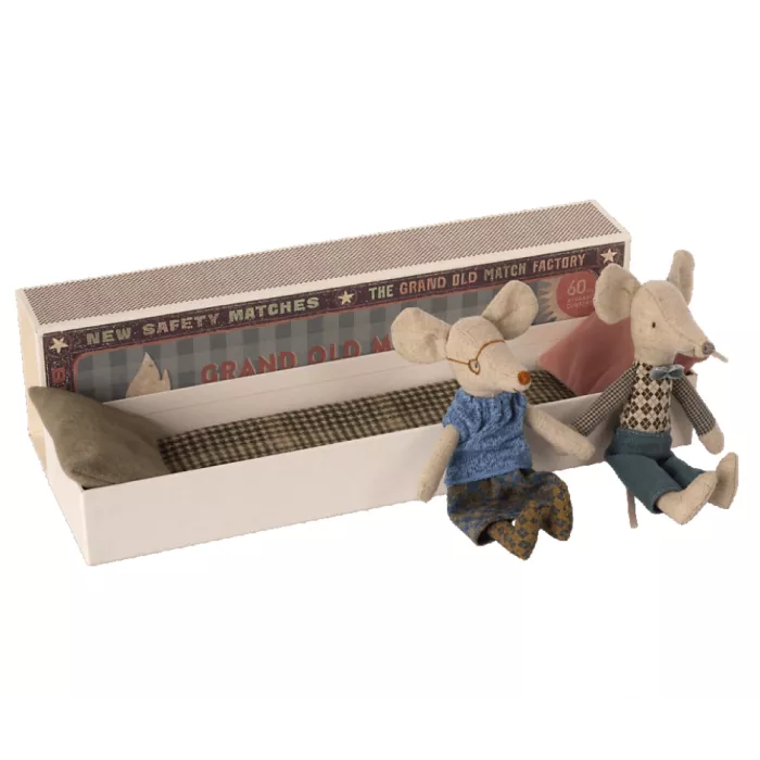 Jucarie textila - GRANDMA & GRANDPA MICE IN MATCHBOX - Maileg