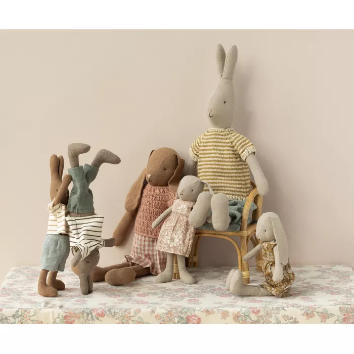 Jucarie textila - Rabbit SIZE 3 - Classic - Knitted shirt and pants - Maileg