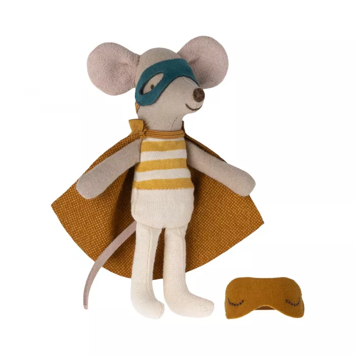 Jucarie textila - SUPER HERO MOUSE - LITTLE BROTHER IN MATCHBOX - Maileg