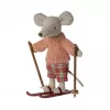 Jucarie textila - WINTER MOUSE WITH SKI SET - BIG SISTER - Maileg