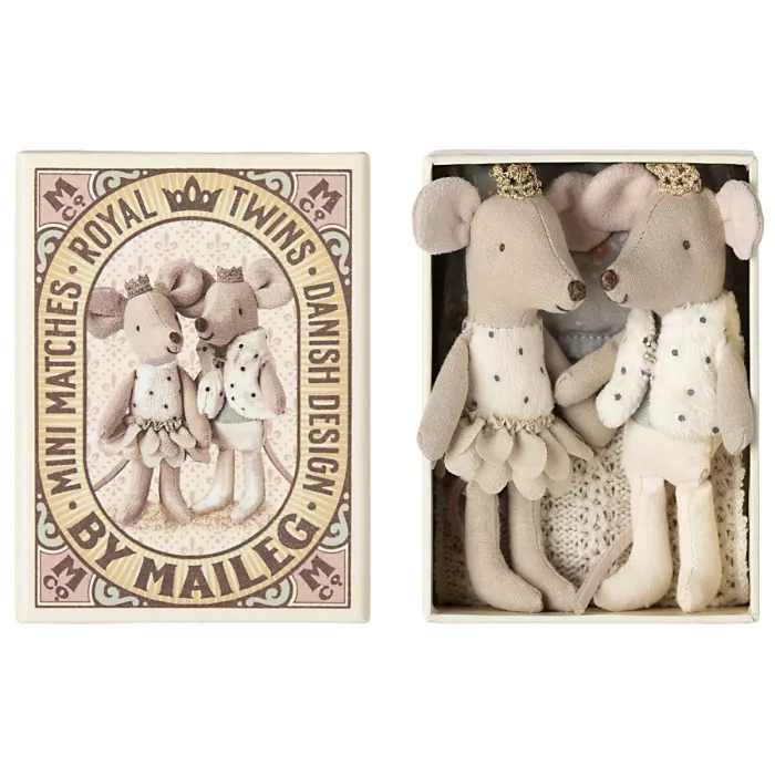 Jucarie textila - ROYAL TWINS MICE - LITTLE SISTER AND BROTHER IN MATCHBOX - Maileg