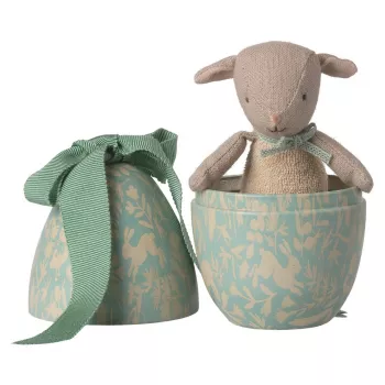 Ou metalic cadou cu mielusel de plus - Dusty Mint - Maileg