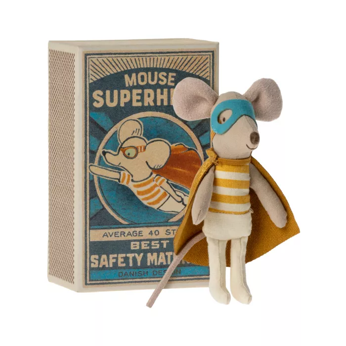 Jucarie textila - SUPER HERO MOUSE IN MATCHBOX - LITTLE BROTHER - Maileg