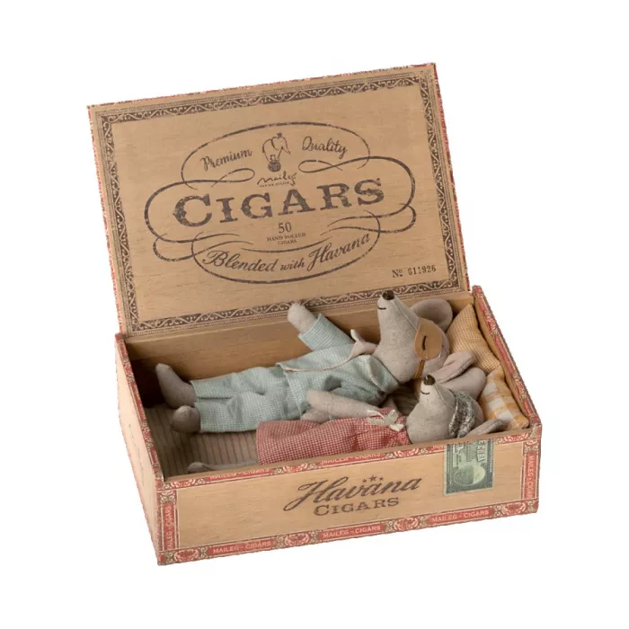 Jucarie textila - MOM & DAD MICE IN CIGARBOX - Maileg