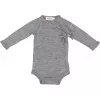 Body cu maneca lunga din lana merinos cu model rib - Belita - Grey Melange - MarMar