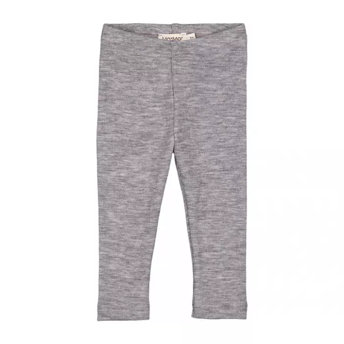 Pantaloni rib din lana merinos - Grey Melange - MarMar