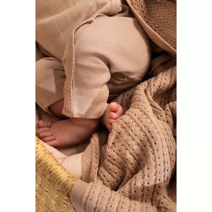 Salopeta din lana merinos cu model pointelle pentru bebelusi - Rula - Sheer Rose - MarMar