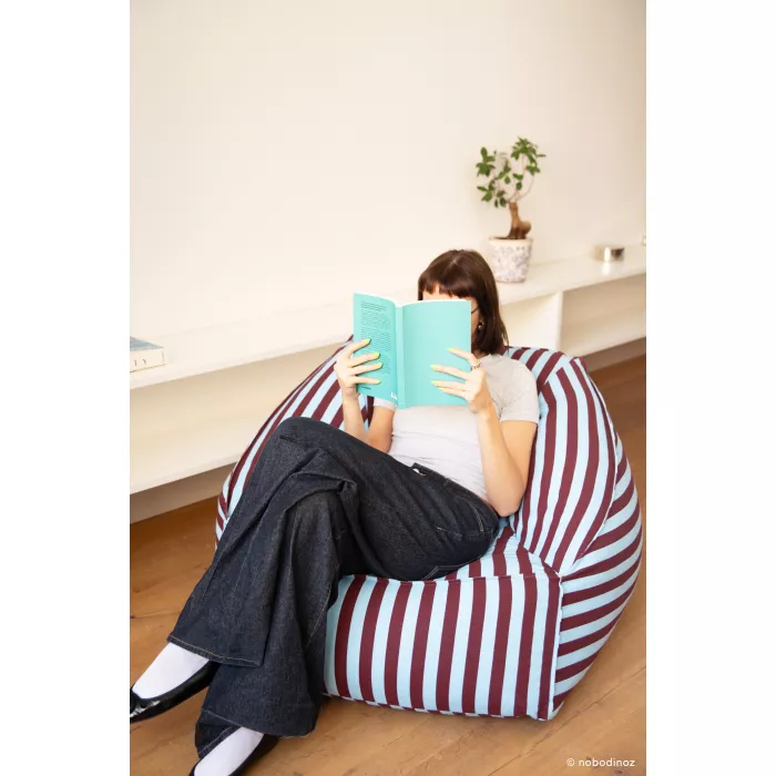 Fotoliu beanbag - ZIGGY - BURGUNDY BLUE STRIPES - Nobodinoz