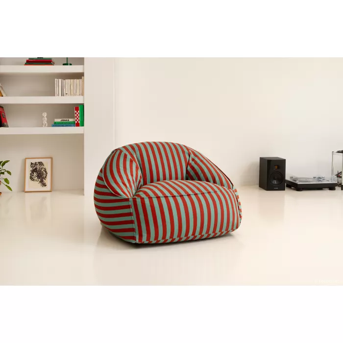 Fotoliu beanbag - ZIGGY - RED TEAL GREEN STRIPES - Nobodinoz