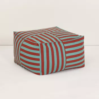 Taburet beanbag - OTTO - RED TEAL GREEN STRIPES - Nobodinoz