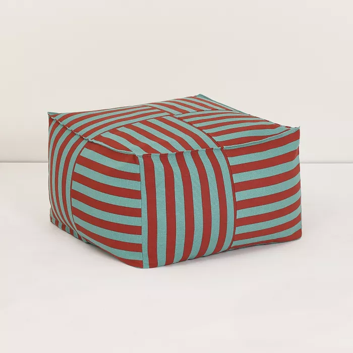 Taburet beanbag - OTTO - RED TEAL GREEN STRIPES - Nobodinoz