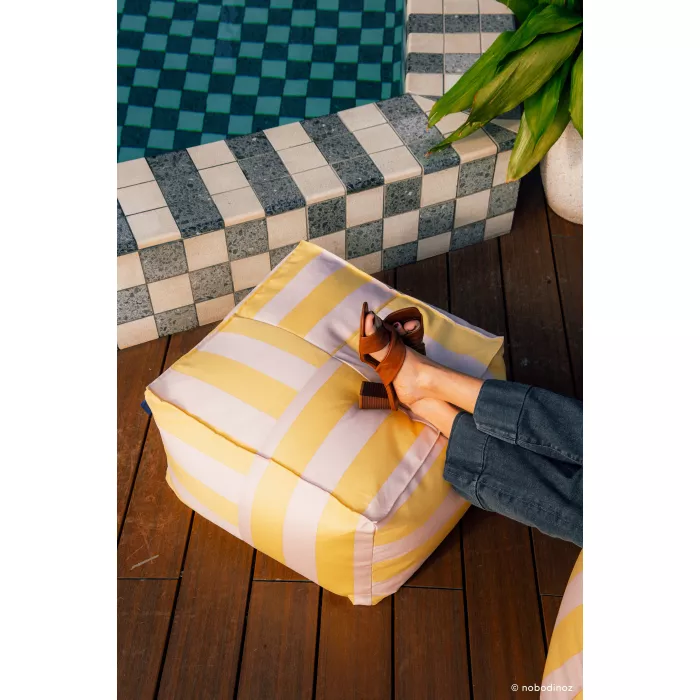Taburet beanbag pentru exterior - OTTO - YELLOW AND PINK STRIPES - Nobodinoz