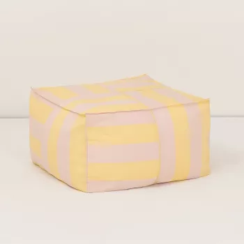 Taburet beanbag pentru exterior - OTTO - YELLOW AND PINK STRIPES - Nobodinoz