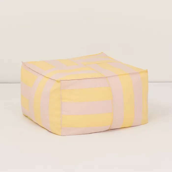 Taburet beanbag pentru exterior - OTTO - YELLOW AND PINK STRIPES - Nobodinoz
