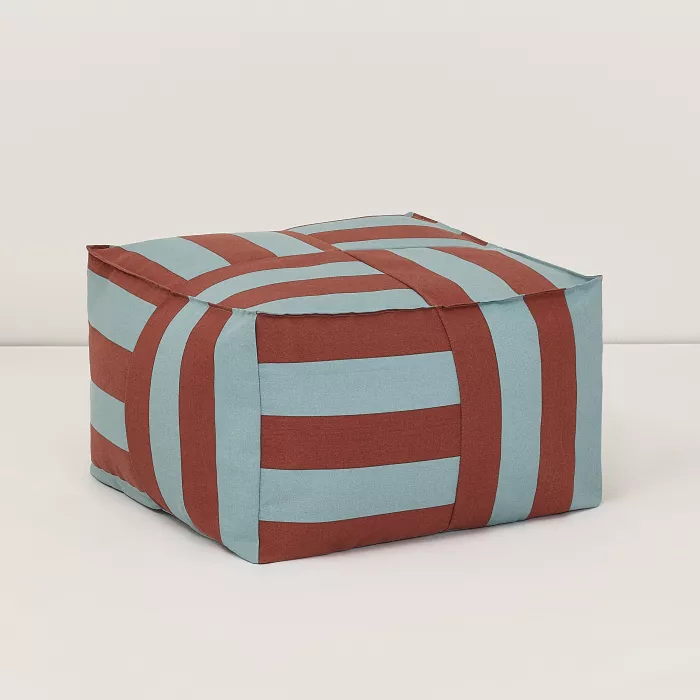 Taburet beanbag pentru exterior - OTTO - TOFFEE BLUE STRIPES - Nobodinoz