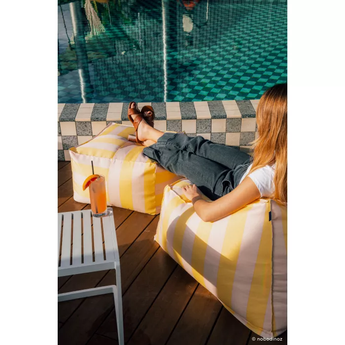 Fotoliu beanbag pentru exterior - LENNY - YELLOW AND PINK STRIPES - Nobodinoz
