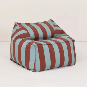 Fotoliu beanbag pentru exterior - LENNY - TOFFEE BLUE STRIPES - Nobodinoz