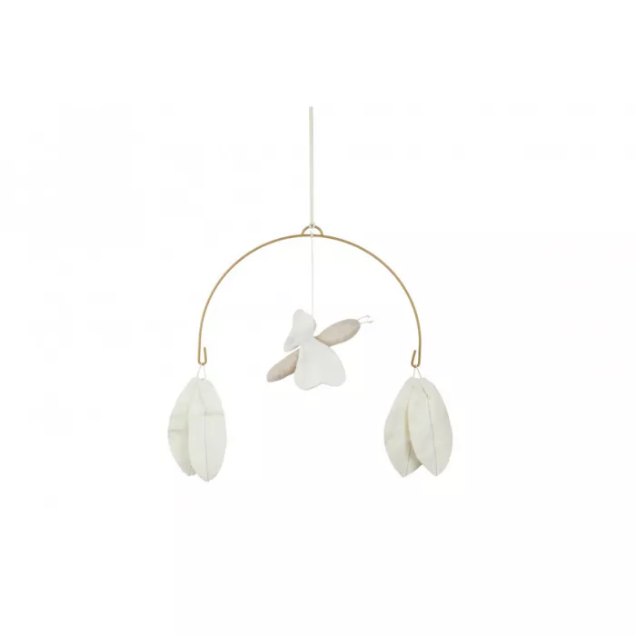 Ornament din in ecologic si metal - Libelula - Off White - Nobodinoz