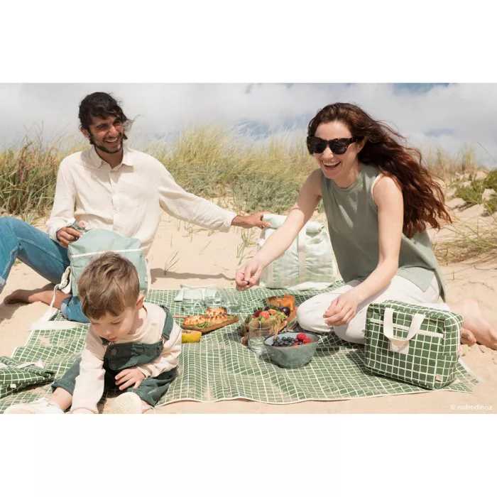 Patura imermeabila pentru picnic din bumbac organic - SUNSHINE - MOSAIC - NOBODINOZ