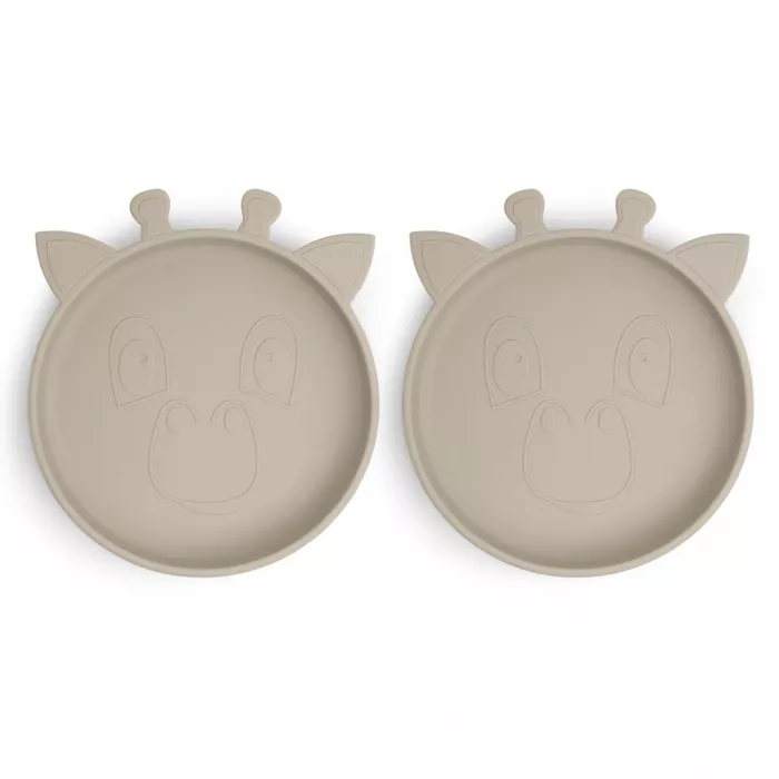 Set 2 farfurii din silicon Akila - Giraffe - Cobblestone - Nuuroo