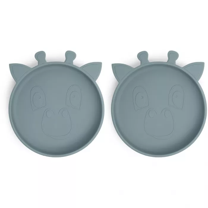 Set 2 farfurii din silicon Akila - Giraffe - Lead - Nuuroo